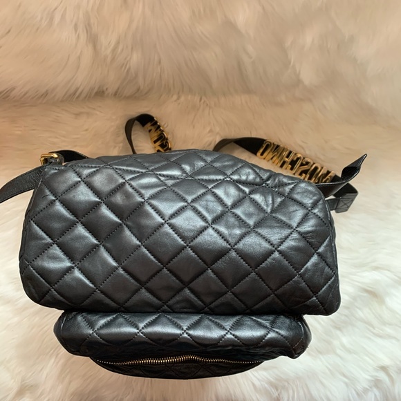 MOSCHINO Logo Large Quilted Leather Backpack - Picture 6 of 8
